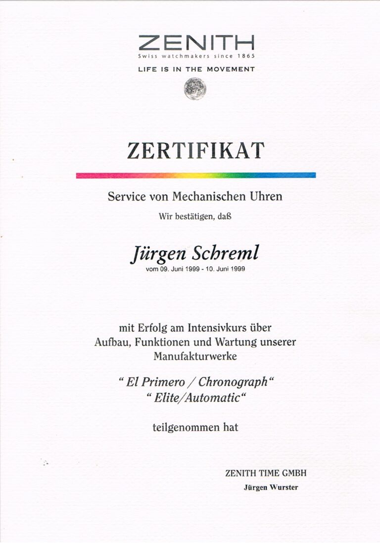 Zertifikat Zenith